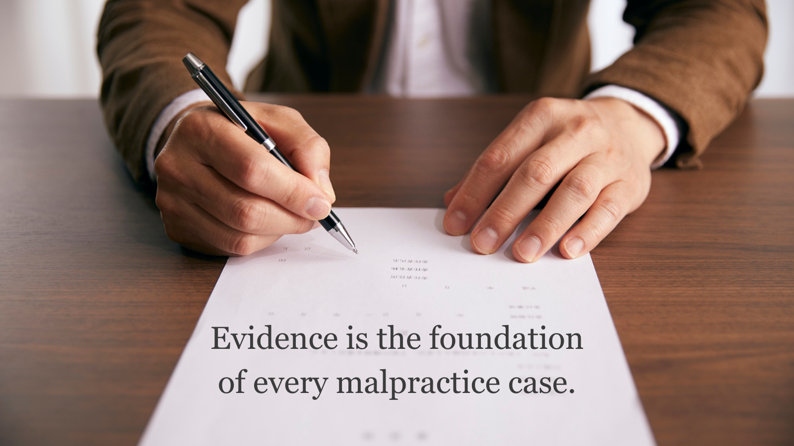 Evidence is the foundation of every malpractice case.
